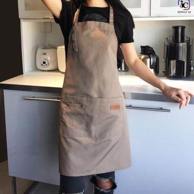 1 pcs Waterproof apron womans solid color cooking men chef waiter cafe shop barbecue barber bib kitchen accessories Aprons