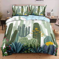 3D Digital Cartoon Cactus Comforter Bedding Sets Simple Green Linens Bed Single Double King Size 140x210cm Duvet Cover for Adult