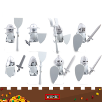 WUHUI 8PCS ยุคกลาง Petrified Knight Minifigures ของเล่นยุคกลาง Knight Archer อาคารอิฐสำหรับเด็กก่อนวัยเรียนอายุ3 + ของเล่นเด็กเข้ากันได้กับทุกยี่ห้อ