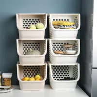 Multifunctional Plastic Storage Basket Kitchen Household Fruits Washing Basket Childrens Toy Storage Rack with Cover