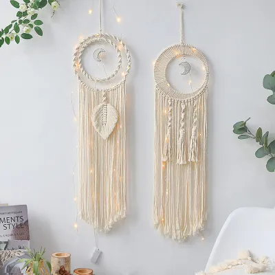 Decorative Wind Chimes Craft Gift For Home Moon And Sun Dream Catcher Handmade Wind Chimes Woven Home Decor
