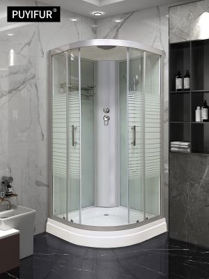 ✉ Overall shower room bathroom door fan-shaped partition bath integrated closed toilet