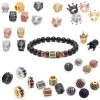 【CW】☌♕  beads for making CZ Leopard Helmet Round Beads Jewelry Making