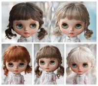 Blythe Doll Wig Braids Twin Tails Short Curly Wig Light Blonde/Brown/Reddish Brown 5 Colors 10-11 Size