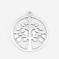 Life of Tree Pendants Tree Charms round types pendant Mirror Polish shiny Stainless steel wholesale 10pcs