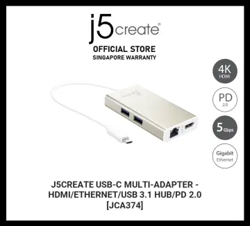USB-C® Multi-Adapter Gigabit Ethernet / USB™ 3.1 HUB – j5create