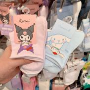 4 đôi Sanrio Kuromi trẻ em vớ bông vớ cô gái vớ phim hoạt hình thể thao vớ