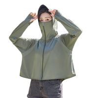 HotSun Protection Clothing Women S Summer UV Protection 2023 New Thin Ice Silk Hooded Sun Protection Clothing For Women Outdoor Hat.เสื้อผ้า