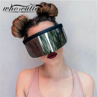 WHO CUTIE 2020 Oversize Shield Visor Mask Sunglasses Men Women One Peice Windproof Glasses Flat Top Hood Nicki Minaj Goggles 628