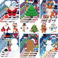 DIY Children Christmas Game Sticker Santa Claus Snowman Reindeer Make-a-Face Sticker Children Holiday Christmas Party Gift Toy Stickers