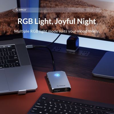 ORICO RGB USB C แท่นวางมือถือที่มี4K60Hz Dual HDMI เข้ากันได้ VGA DP Ethernet 100W ฮับพีดี Sd/tf 3.5Mm สำหรับแล็ปทอปแมคบุ๊ค Pro Feona