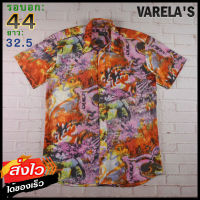 VARELAS อก 44 นิ้ว เสื้อฮาวายชาย เสื้อวินเทจ เสื้อผ้าผู้ชาย Polyester แขนสั้น เนื้อผ้าดี