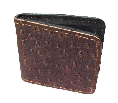 ของขวัญถูกใจ Very Nice Cowhide Leather BiFold Wallet For You กระเป๋าสตางค์ แบบ 2 พับ แบบหนังอัดลายหนังนกกระจอกเทศสวยเก๋สะดุดตาหนังนิ่ม นุ่มมือ สีน้ำตาลเข้ม