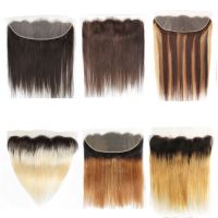 13x4 Lace Frontal Transparent Lace Pre-Plucked Black Brown Grey Straight Remy Human Hair Ombre 1B 613 Platinum Blonde MogulHair