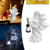 Halloween Decor Lamp Hell Messenger With Lantern Ghost Seeking Light Witch Resin Statue Realistic Ghost Sculpture Halloween Lamp