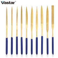 10PCS Titanium-coated Diamond Mini Needle File Set Ceramic Crafts DIY Wood Rasp File Needle Jewelry Polishing Carving Hand Files