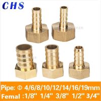 Brass Hose Fitting 6/8/10/12/14/16/19mm Barb Tail 1/8 1/4 3/8 1/2 3/4 1 BSP Female Thread Copper Connector Coupler Adapter