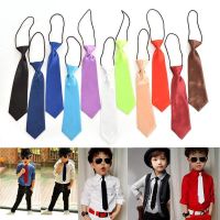 QNEY 1X Boy Tie เด็กทารกโรงเรียนเด็กงานแต่งงานเนคไทคอ Tie ยืดหยุ่น11สี