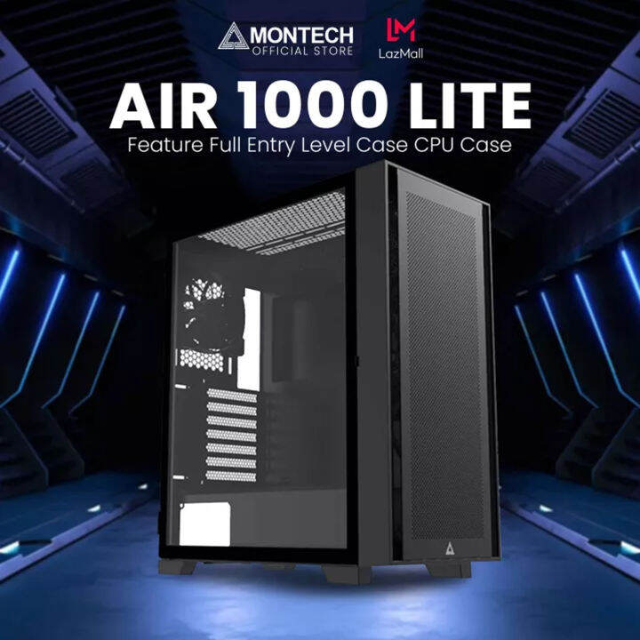 Montech AIR 1000 Series Black ATX Mid Tower Case - High-end Vinyl Based ...