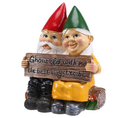 Garden Gnome Statues Resin Art Desktop Decoration Gnome Couple Outdoor Sculpture Home Decor Ornaments Gifts