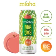 Nước Mía Đào Tự Nhiên Lon 240ml Míaha,miaha, mía lon, mía ha