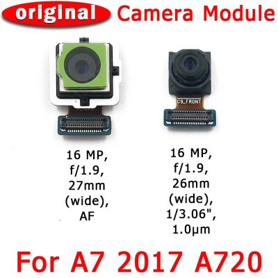 กล้องด้านหน้าด้านหลังแบบดั้งเดิมสำหรับ Galaxy A7 2017 A720เซลฟี่ด้านหน้าหลักโมดูลกล้องด้านหน้าอะไหล่ชิ้นงอสำหรับเปลี่ยน