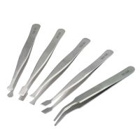 Stainless Steel Precision Stamp Tweezers Round Flat Mouth Warped Head Short Curved Clip Philatelic Tool Shovel-Shaped Paper Clip