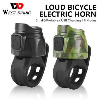 WEST BIKING Electric Bike Bell USB Rechargeable 80DB Safety Warning Horn MTB Road Handlebar Bicycle Ring Cycling Accessories