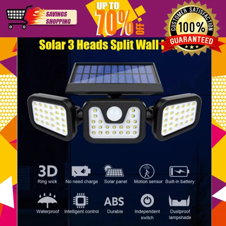 BEST SELLING* 3 heads Solar Wall Lamp PIR sensor+CDS Night sensor/Dim
