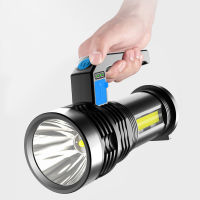 XANES P500 Double Light 500m Strong Flashlight with COB Sidelight USB Rechargeable Handheld Spotlight LED Lantern Torch Lamp