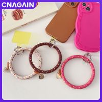 CNAGAIN แหวนห้อยโทรศัพท์รูปโดนัทสีสันสดใสเคสโทรศัพท์ห่วงนุ่มทรงกลมรูปกระต่ายแมวกวักนำโชคอุปกรณ์เสริมสายชาร์จมือถือข้อมือซิลิโคน