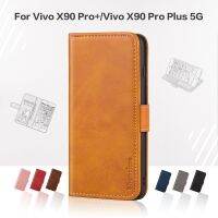 หรูหราแฟชั่นเคสหนังสำหรับ Vivo X90 Pro,หรูหราพร้อมกระเป๋าสตางค์เคสแบบพับปิดได้5G