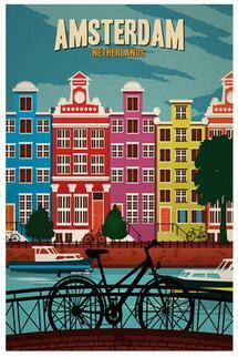 Lot Style Choose New York Netherlands Amsterdam London Vintage Travel Cities Landscape 0717ภาพพิมพ์ศิลปะ