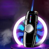 ☄✥ LED Color Light Straight To Fingertip Gyro Inflatable Lighter Creative Rotary Gyro Windproof Lighter