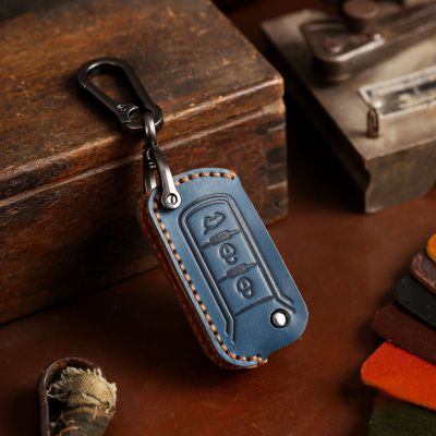 Luxury Crazy Horse Leather Car Key Cover Case Remote Keyring Protective Bag for GAC Trumpchi GS4 GS5 GS6 Fob Protector Keychain