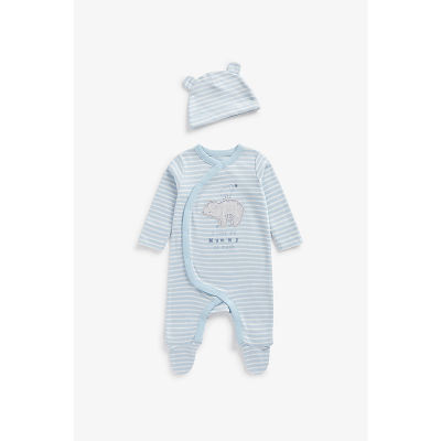 เชตเสื้อผ้าเด็กทารก Mothercare Mummy Organic Cotton All In One And Hat Set ZA253
