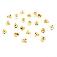 【YF】 50pcs/lot Stainless steel Gold Color Glue on Bail Bead Cap Charm Fit 3 4 5 6 8 10mm Pendnat Jewelry Making Findings Supplier