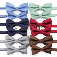 สีน้ำตาล Sage สีเขียว Navy โพลีเอสเตอร์ผู้ใหญ่เด็ก Bowtie ชุดผู้หญิงผู้ชายชุดผีเสื้องานแต่งงานอาหารค่ำ Cravat ของขวัญอุปกรณ์เสริม