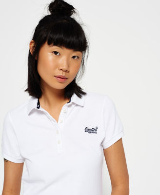 SUPERDRY CLASSIC POLO - เสื้อโปโล สำหรับผู้หญิง สี Optic White