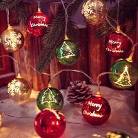 1.5M10LED Christmas Ball Lights Snowflake Santa Xmas Tree Hanging Pendant Ornaments Christmas Decorations for Home New Year