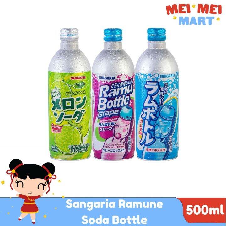 Sangaria Ramu Ramune Soda Bottle Original Melon Grape 500ml Lazada PH