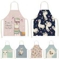 Cartoon Animal Style Kawaii Apron Cleaning Pinafore Watercolor Alpaca Pattern Kitchen Aprons For Women Half Bibs Home Custom Bib