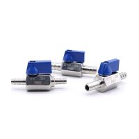 Fit 7 8 10 12mm Hose Barb Equal Hosetail Mini Sanitary Ball Valve Homebrew Beer SUS 304 Stainless Steel With Blue Hanlde