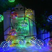 10/20 LED Moroccan Ball Solar String Lights Fairy Globe Waterproof Lantern Light Decorative Lighting for Home Garden Party Decor