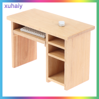 xuhaiy 1/12 dollhouse Miniature Desk พร้อมแป้นพิมพ์และเมาส์เฟอร์นิเจอร์ของเล่นไม้