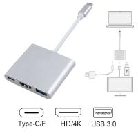 4K Type C to HDMI-compatible 3 IN 1 USB C HUB USB C to HD-MI PD USB3.0 Charging Adapter for Mac Air Pro Huawei Mate10 Samsung S8 Adapters