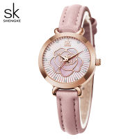 Shengke Women Watch Brand New White Leather Watches Elegant Colorful Follow Dial Japan Movement Quartz Watch Montre Femme