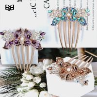 Exquisite Crystal Flower Hair Accessories wedding hairpin national hair comb retro national style dish hair insert comb