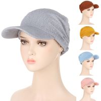 【CC】 New Hijab Hat With Brim Color Elastic Headscarf Baseball Turban Cap Windproof Outdoor