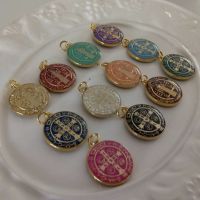 【CW】۩  50 pcs Religious Set of multicolor Benedict Medals Catholic  Gold Plated Medal Coin San Benito Favors Gifts